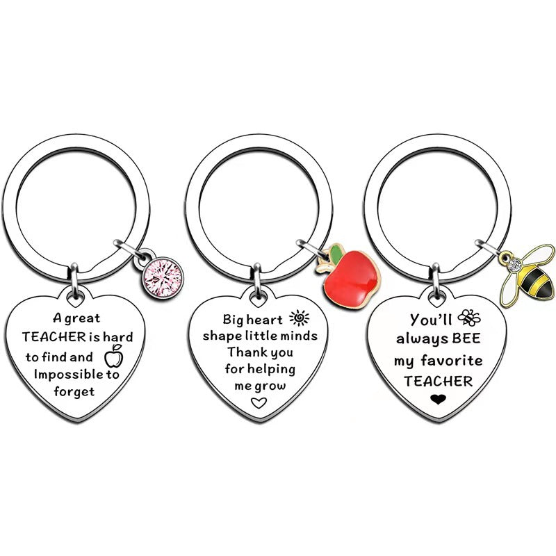 Wholesale Christmas teacher gift metal Apple Keychain